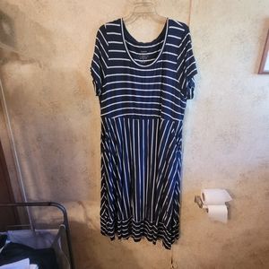 Torrid Super Soft Knits Blue w/White Stripes Shortsleeve Dress